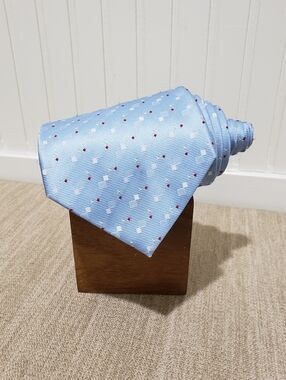 ERMENEGILDO ZEGNA Men's Silk Dot Design Neck Tie (60"x4") Blue {Made In Italy}
